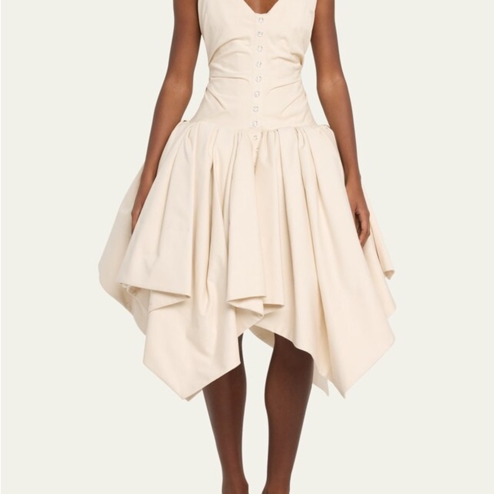 Christopher John Rogers ruched strapless handkerchief corset dress Size 0 NWT - Picture 4 of 11